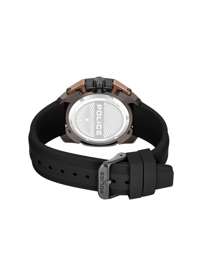 Police black Men's Centurian Black Dial Silicone Strap Chronograph Watch for Men, 46mm for Men | Best Price UAE